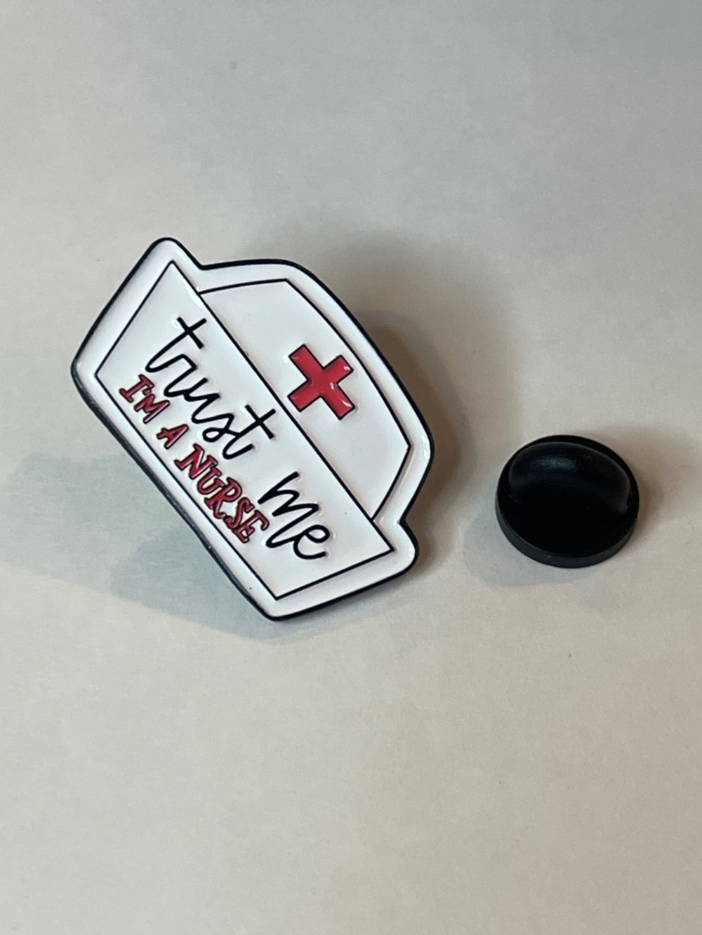 Trust Me I'm a Nurse White & Red Enamel Brooch - Picture 6 of 8